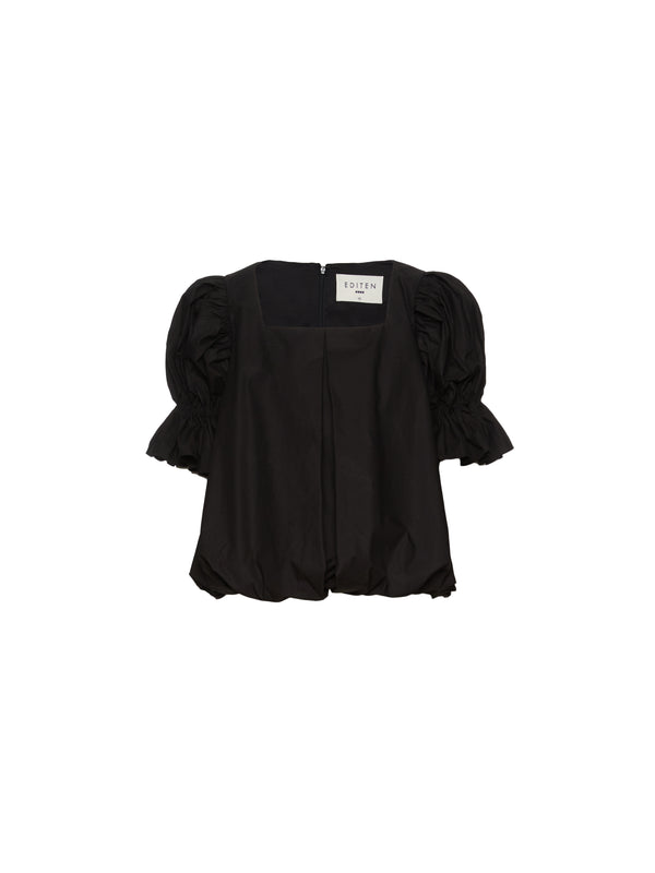 Flare Sleeve Square Neck Top (Black)
