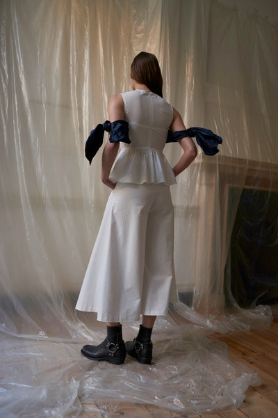 White one top shoulder peplum top