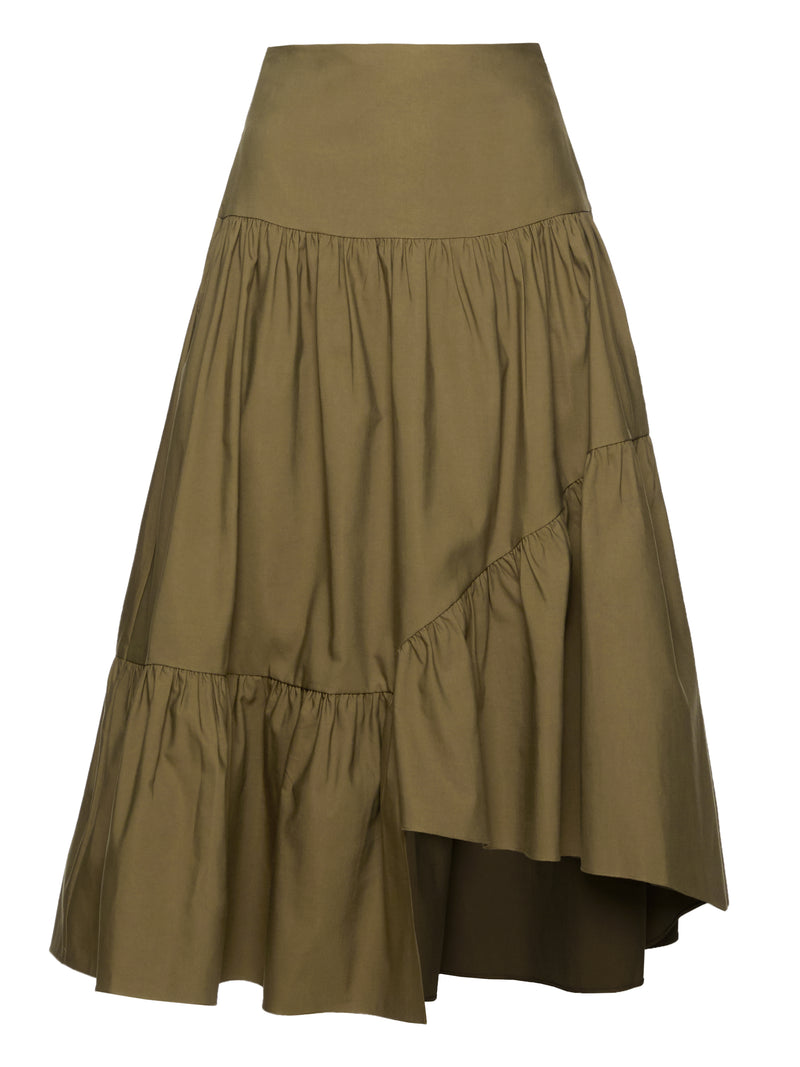 Asymmetric Hem Skirt (Army Green)