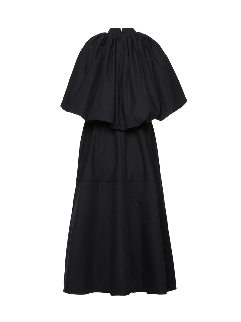 Cape Detail A Line Volume Dress (Black)