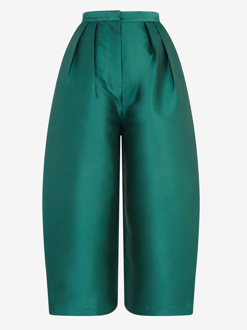 Green high waisted pleated Wide leg Pants | Sumissura