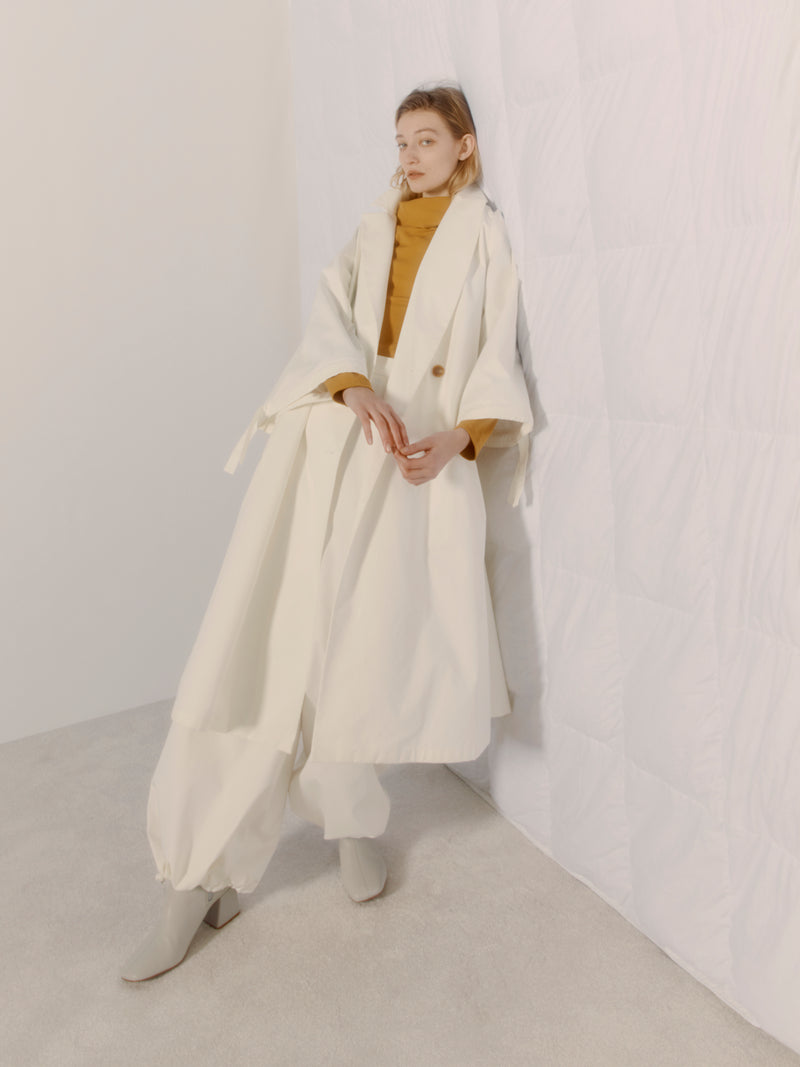 Drawcord Sleeve Trench (Ivory)