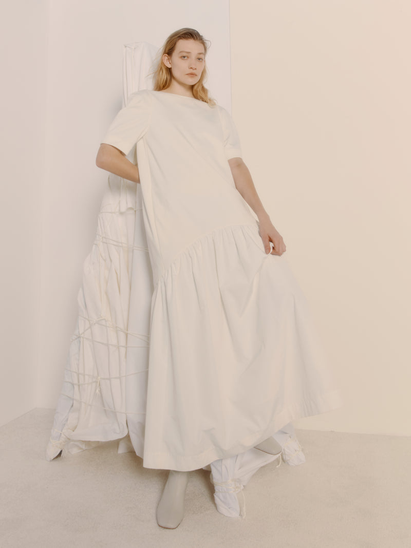 Volume Contrast Maxi Dress (Ivory) EDIT Volume Contrast Maxi Dress (Ivory) EDIT