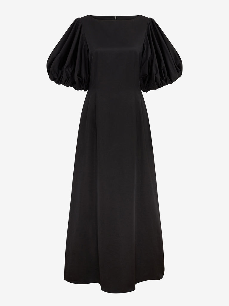 balloon sleeve dress black MAXI (Black) – EDIT Faux Leather