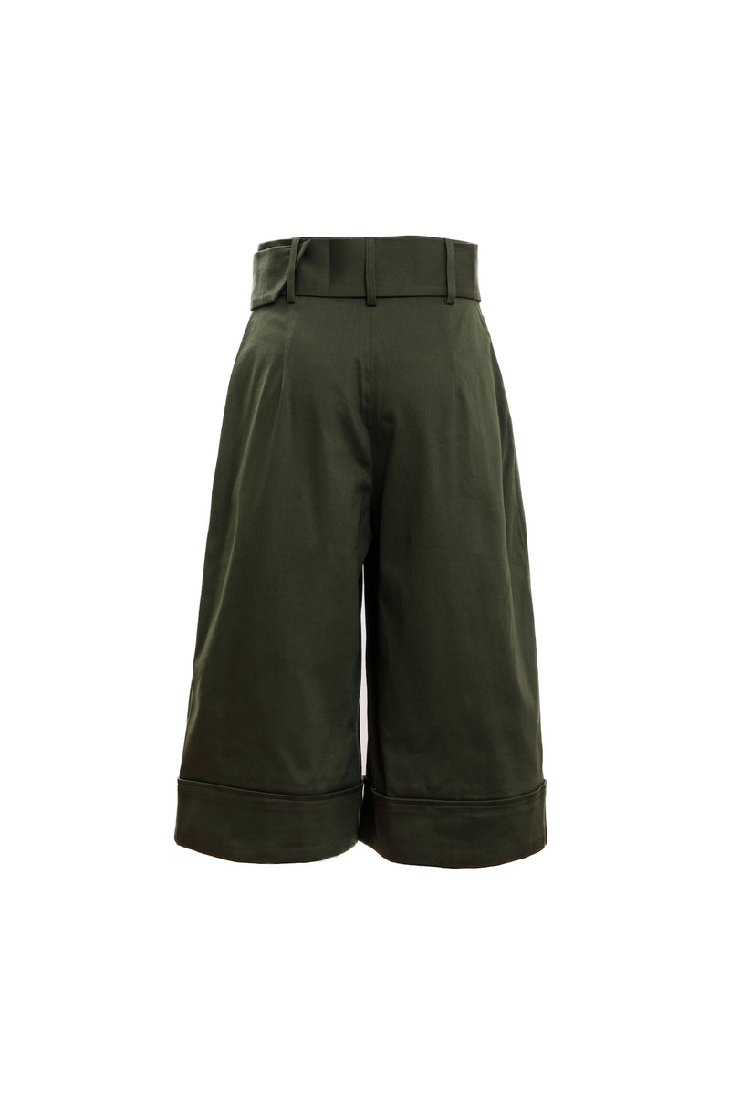 Belted Turn Up Short (Forest Green)