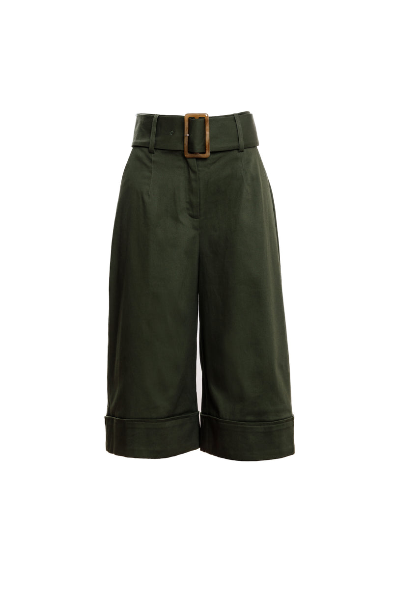 Belted Turn Up Short (Forest Green)