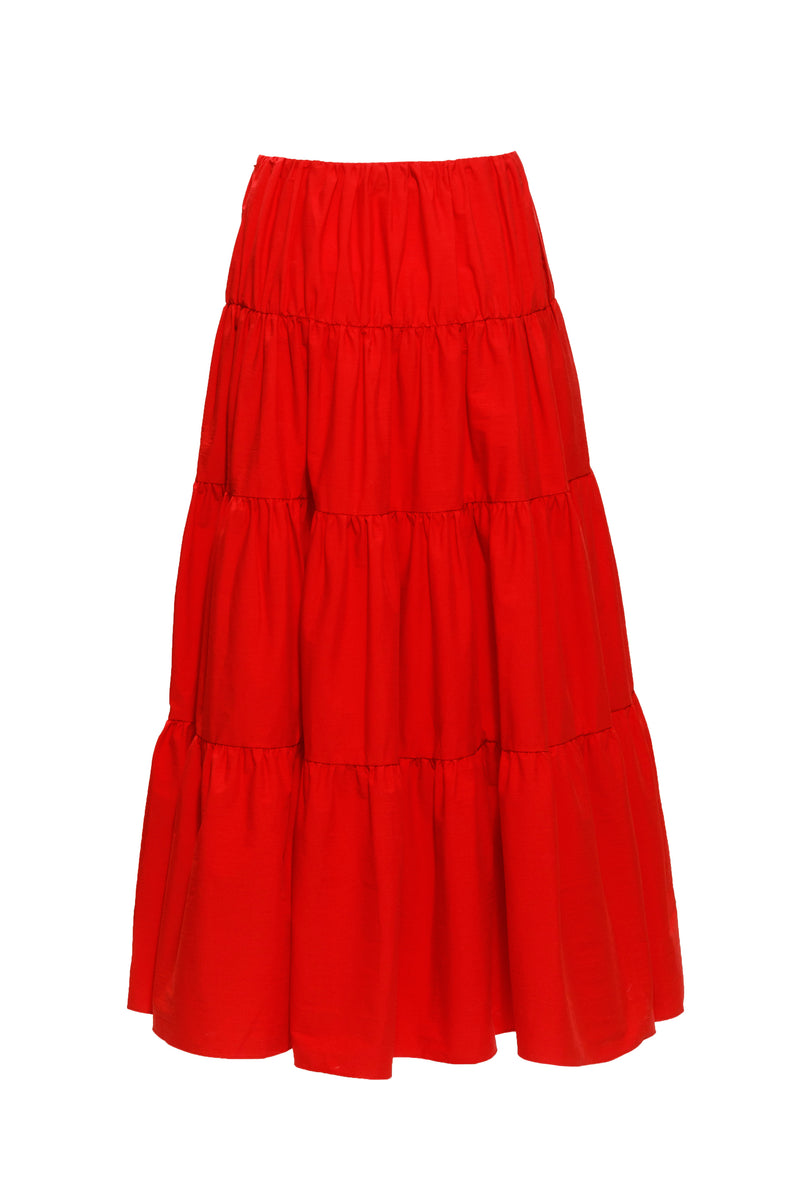 Multi Tiered Swing Skirt (Red)