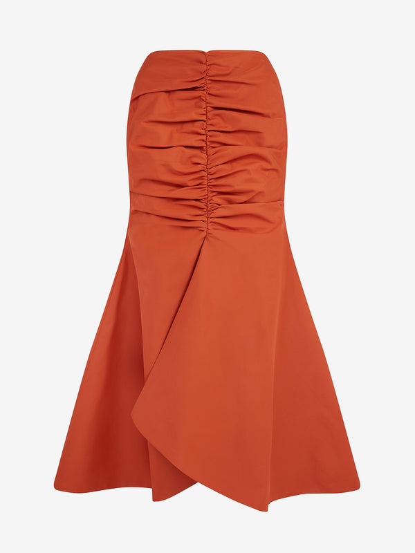 Tuck Detail Fishtail Skirt (Pumpkin)
