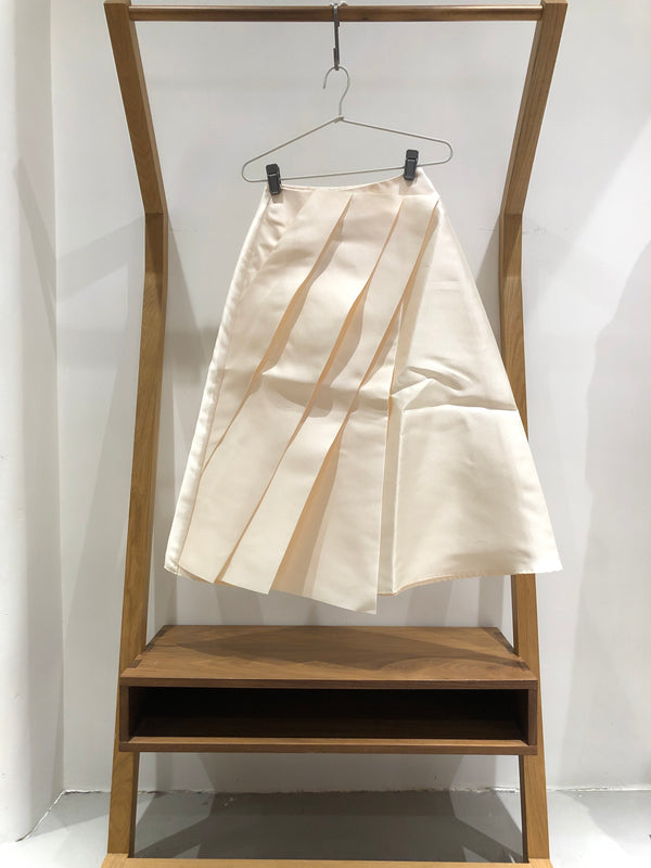 Architectural Pleat Skirt  (white satin)