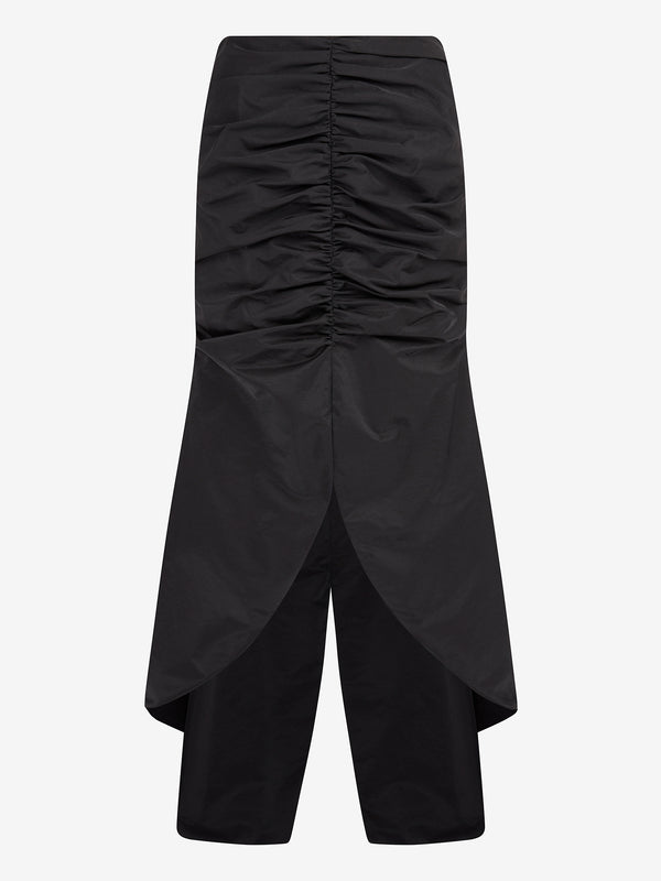 RUCHED FRONT FISHTAIL SKIRT (Black)