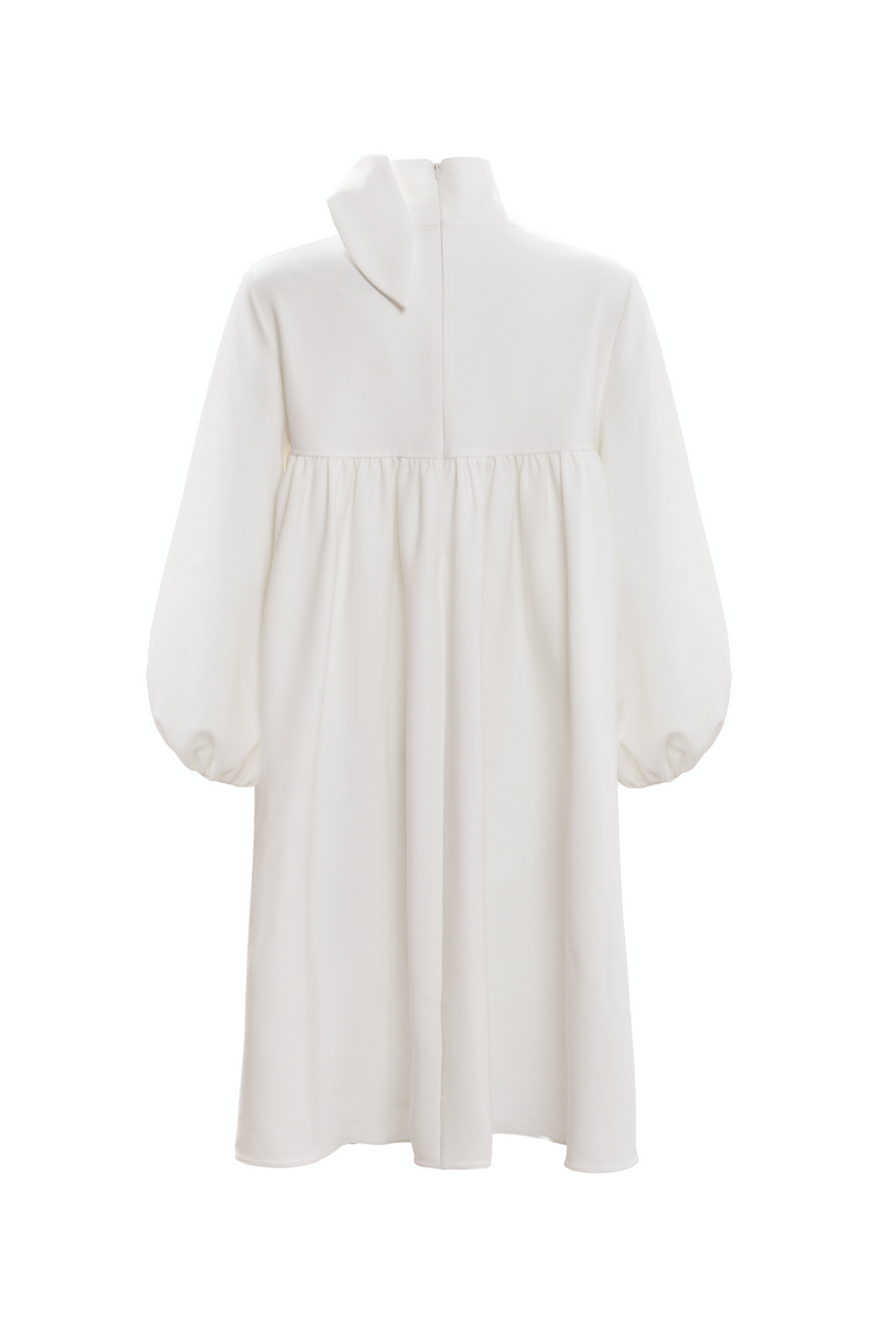Scarf Neck Mini Dress (Ivory) EDIT Scarf Neck Mini Dress (Ivory) EDIT