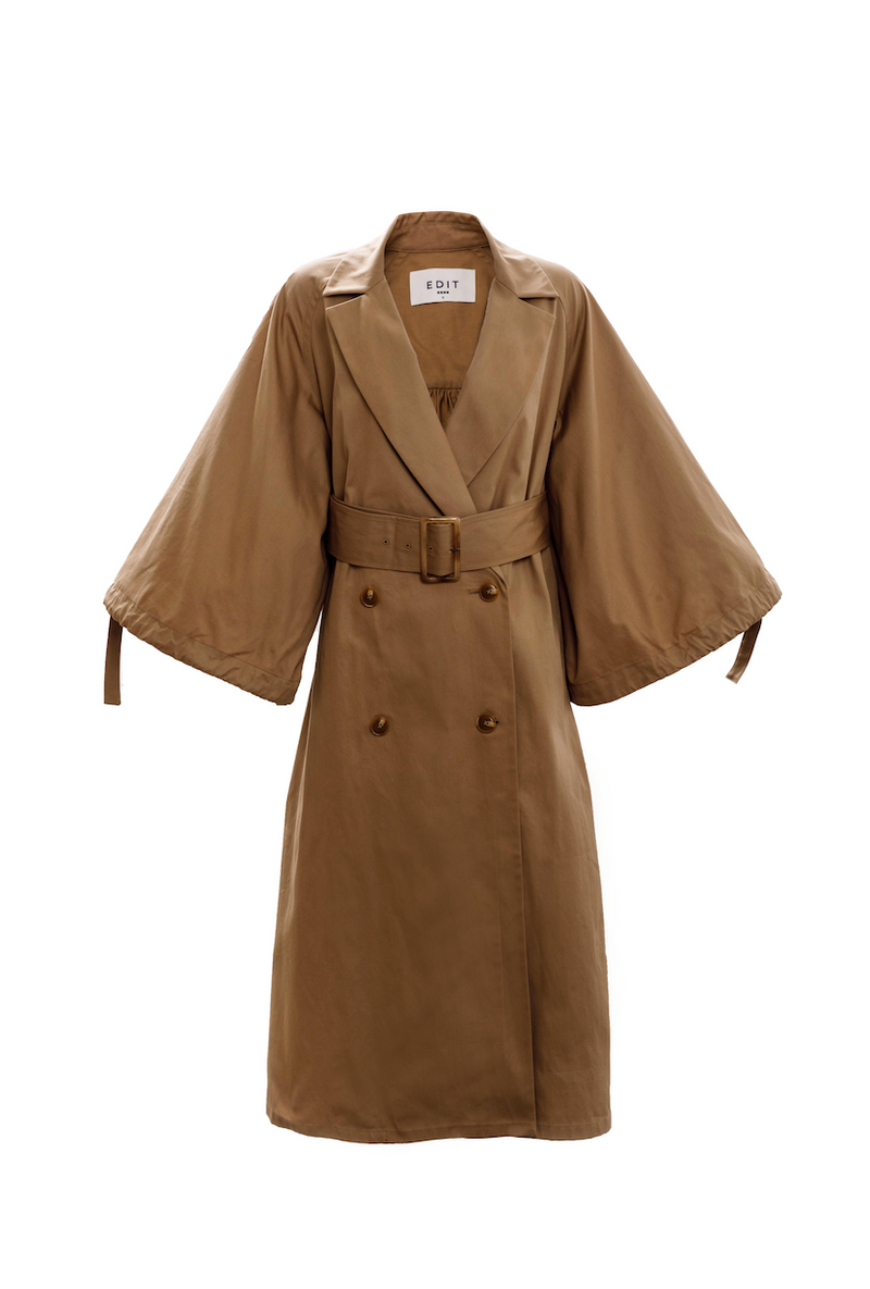 Drawcord Sleeve Trench (Camel)
