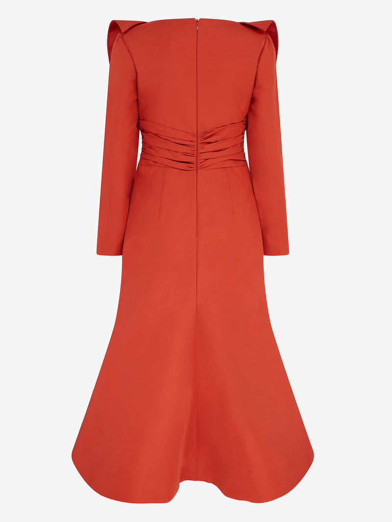 Tuck Detail Long Sleeve Dress (Pumpkin) EDIT Tuck Detail Long Sleeve Dress (Pumpkin) EDIT