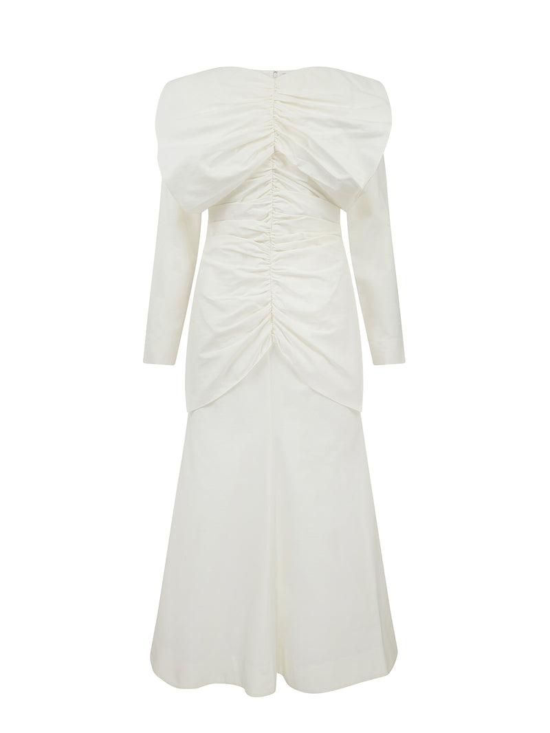 Tuck Detail Long Sleeve Dress (IVORY)
